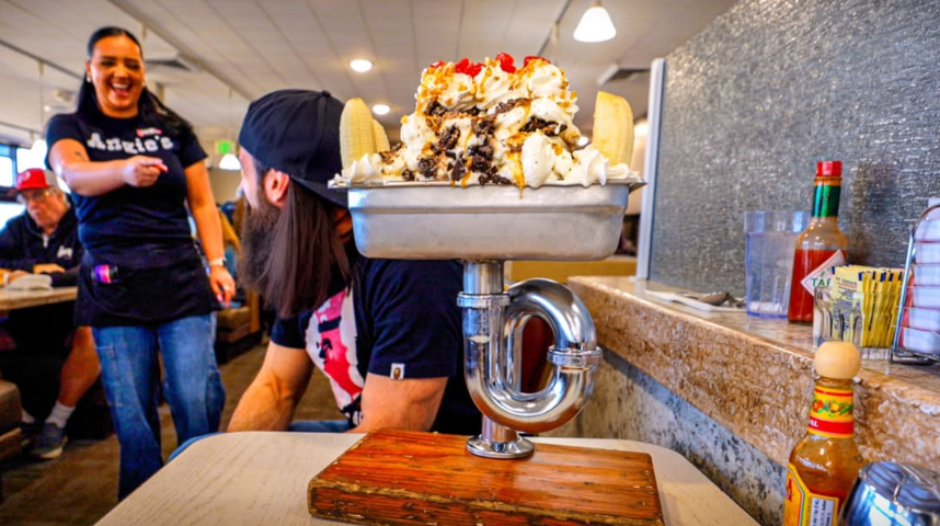 Popular YouTuber completes ‘Kitchen Sink Challenge’ at local Logan diner